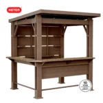Shtine Garden 7.5 x 6.5 ft Bar Gazebo with Shelves and TV Mount, Pine Brown
