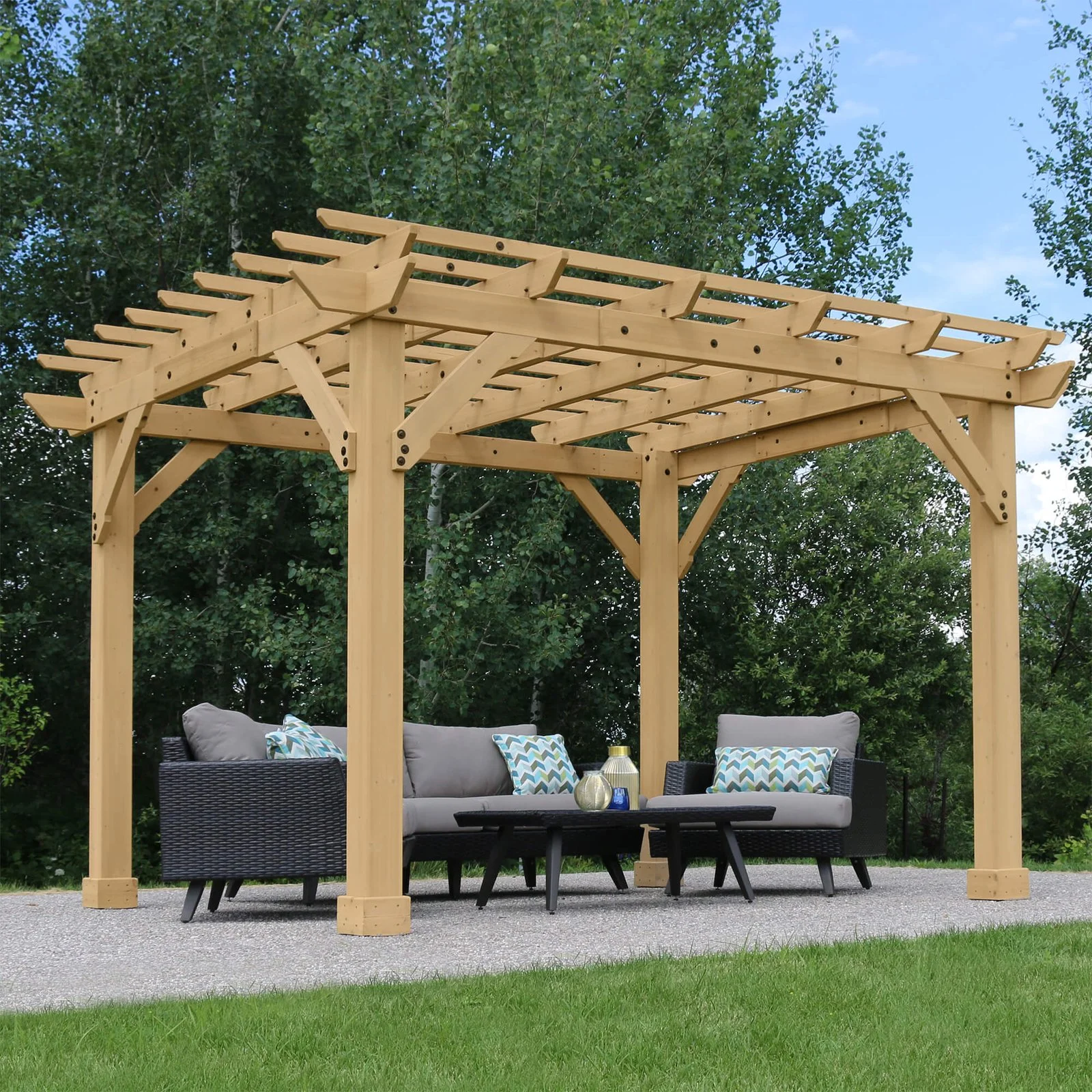 vitcher-llc-vitcher-llc-yardistry-10-12-ft-cedar-meridian-pergola-01-20260725082748-e6654bed.webp Shtine Garden 10 x 12 ft Cedar Pergola with Multilevel Roof - Image 1