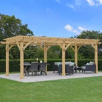 Shtine Garden 10 x 22 ft Cedar Pergola with Multilevel Roof, Natural Cedar