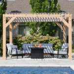 Shtine Garden 10 x 12 ft Cedar Louvered Pergola, Natural Cedar