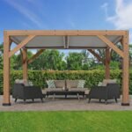 Shtine Garden 13 x 11 ft FSC Certified Cedar Louvered Roof Pergola